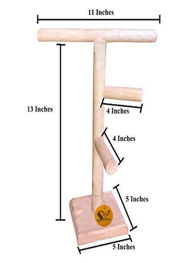 سايج سكوير مجثم خشبي طبيعي مربع الشكل من خشب المريمية، مقاس 13 بوصة / 33 سم، للتدريب والتمرين، مزود بدرجتين، حامل طيور/لعبة طيور - Image 5